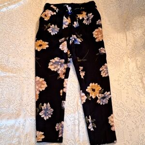 C BY ONE Casual Floral Tie Waist Pant